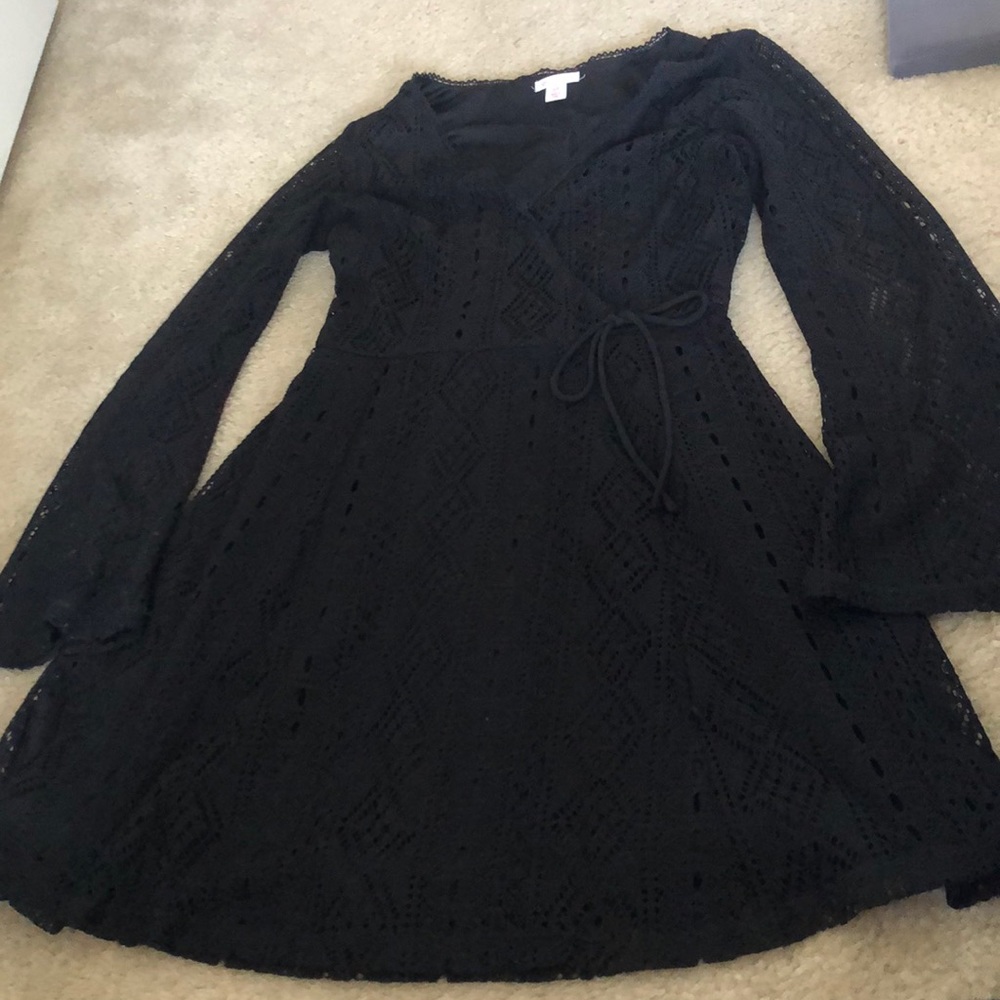 Black faux wrap dress